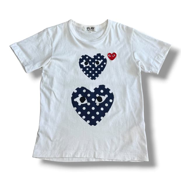 Comme des Garcons 여성용 폴카 도트 하트 반팔 티셔츠
