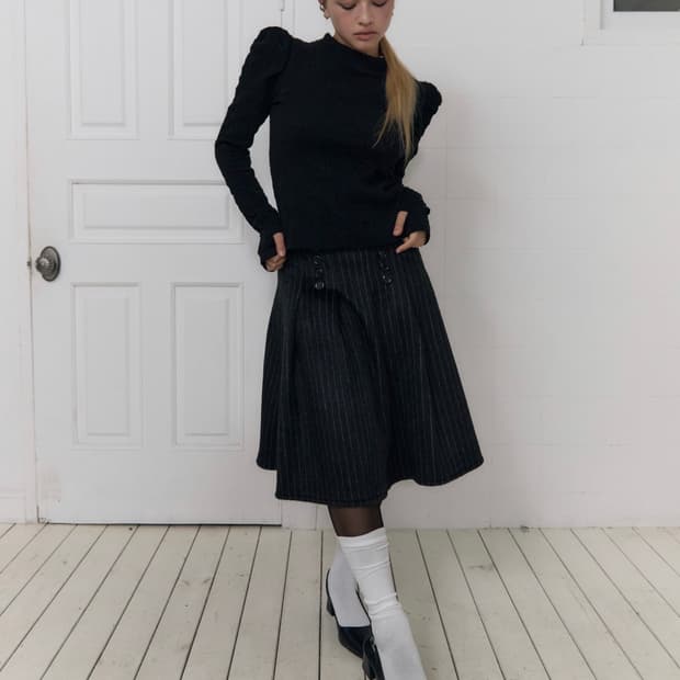 카나리 KANARI BUTTON SKIRT -DARK GREY- 