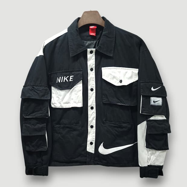 [L] 나이키 에어포스원 블랙&화이트 올드스쿨 유틸리티 자켓