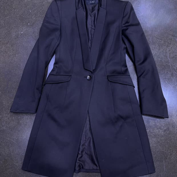 타임 이태리 울 싱글 슬림 절개 원버튼 롱코트 84