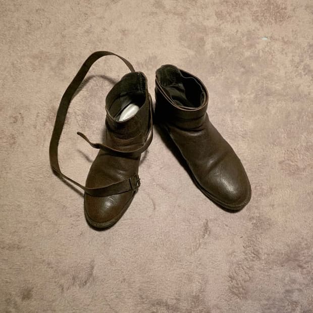 빈티지 브라운 스트랩 레더 부츠 245