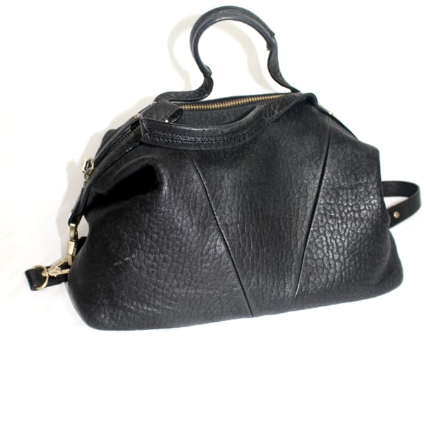 Diagonal leather tote shoulder cross bag