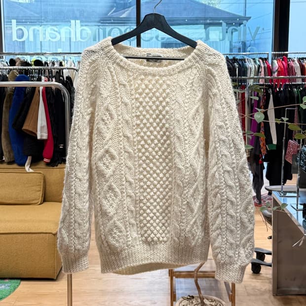 ceronias 아이보리 케이블 울 니트 