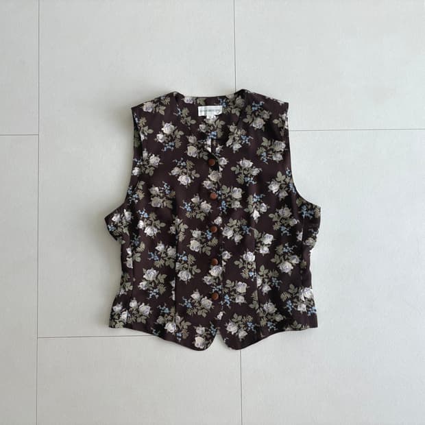 dark floral button vest