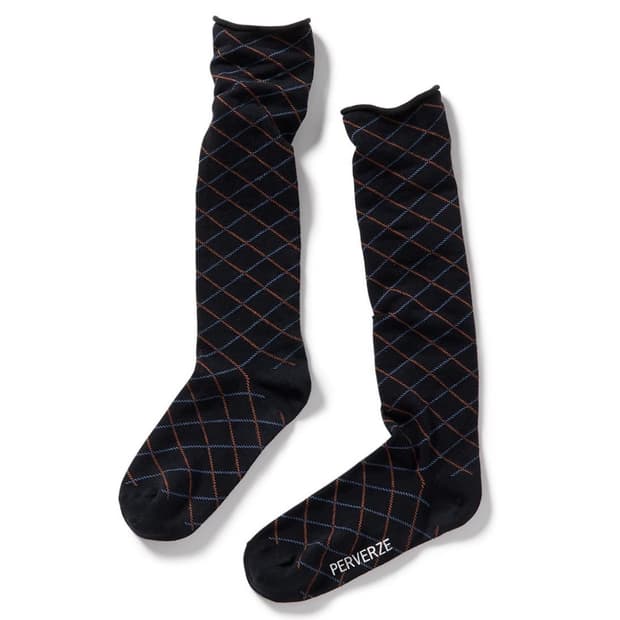 [F]퍼버즈 25fw 체크 니삭스 양말/네이비