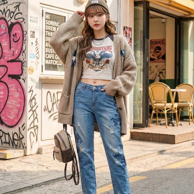 아르마니 익스체인지(A|X) 자수&디스트로이드 보이프렌드 진