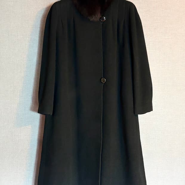 코자나 Cojana 블랙 모피 칼라 코트 Japan