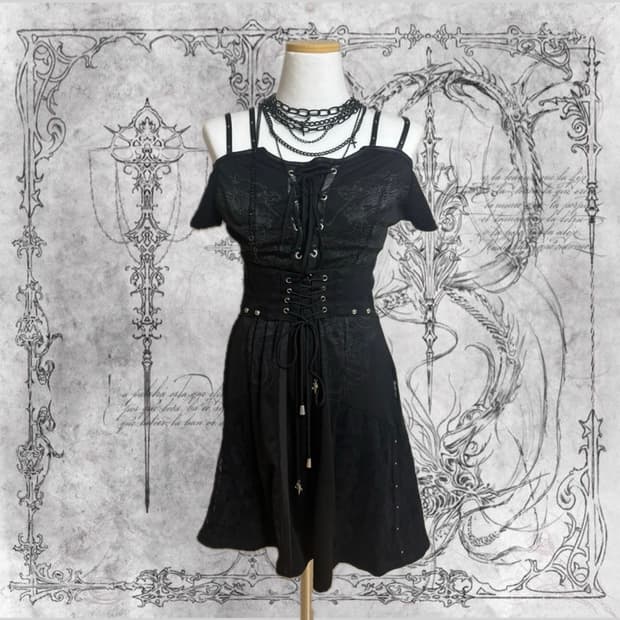 오즈크로스 Ozzcrose 오리엔탈 드래곤 디테일 오프숄더원피스