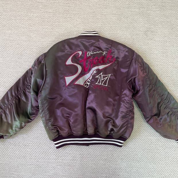 90s 빈티지 그라데이션 페이딩 바시티 새틴 자켓 J03985