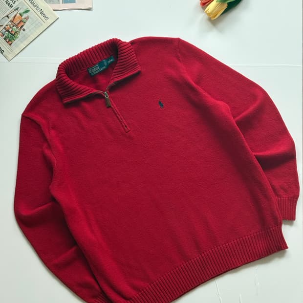 Polo 폴로랄프로렌 레드 하프 집업