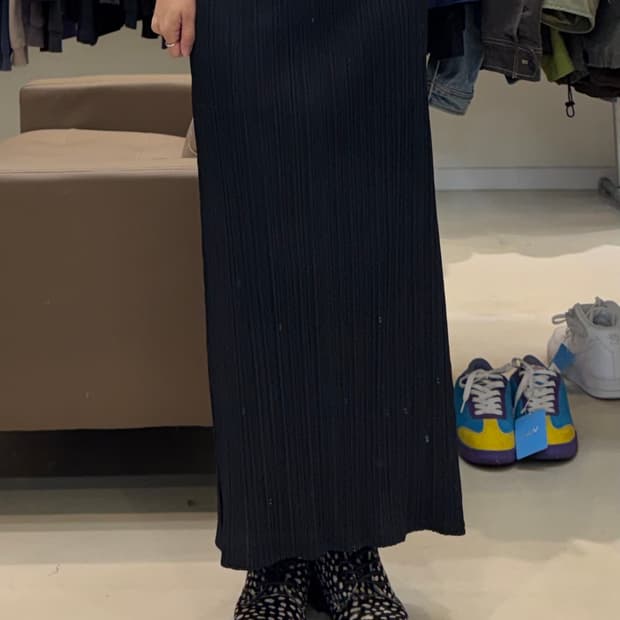 플리츠 플리즈 롱 스커트