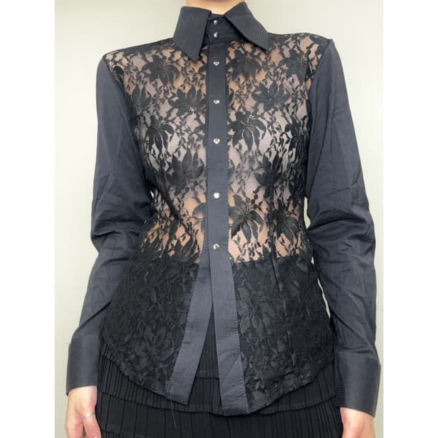 빈티지 고딕 블랙 블라우스 셔츠