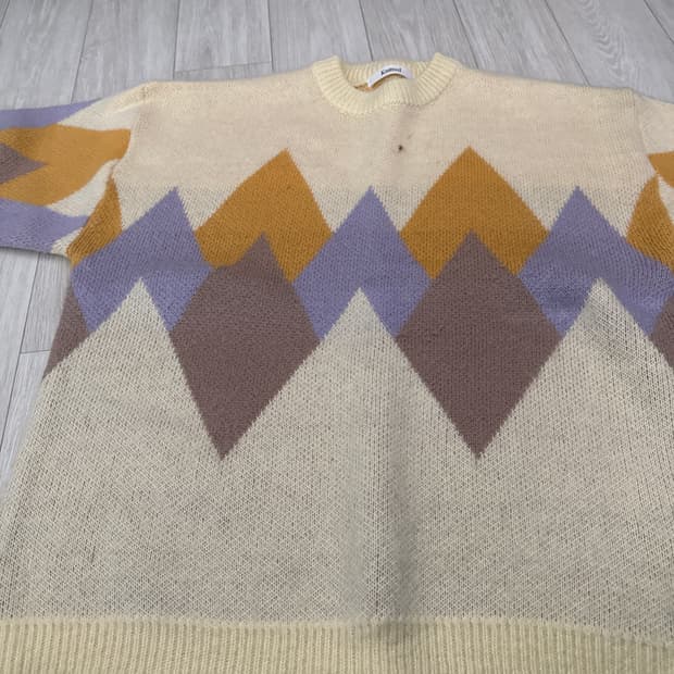 니티드 아가일 패턴 니트 L