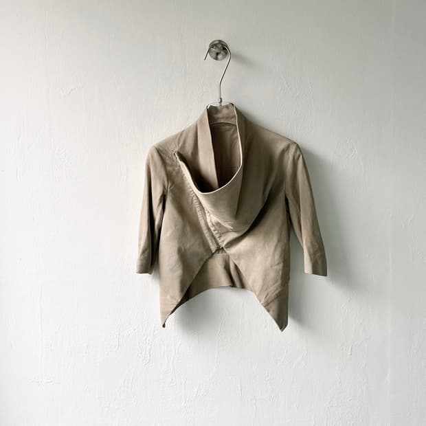 릭오웬스 드레이프 카울 넥 램스킨 자켓 