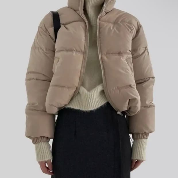 어텀 made 제작 숏패딩 베이지 autumn product