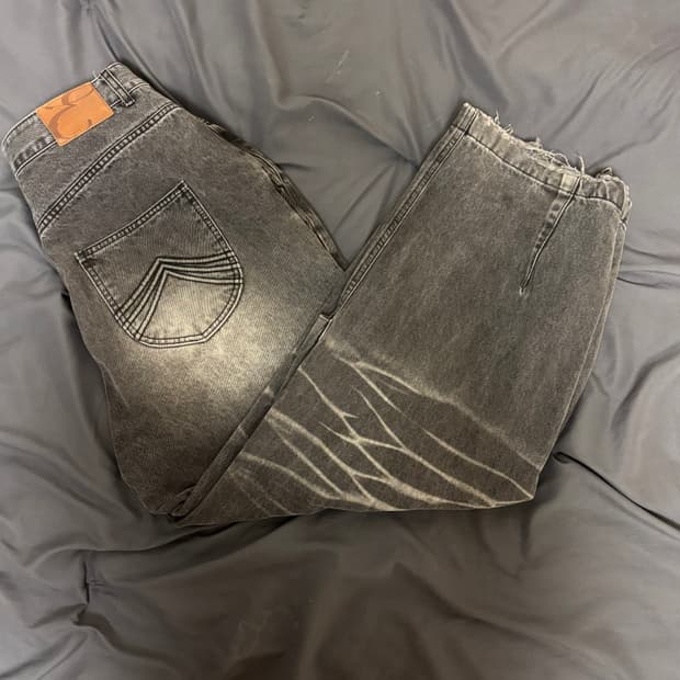 XL) ETCE washed baggy jean Grey