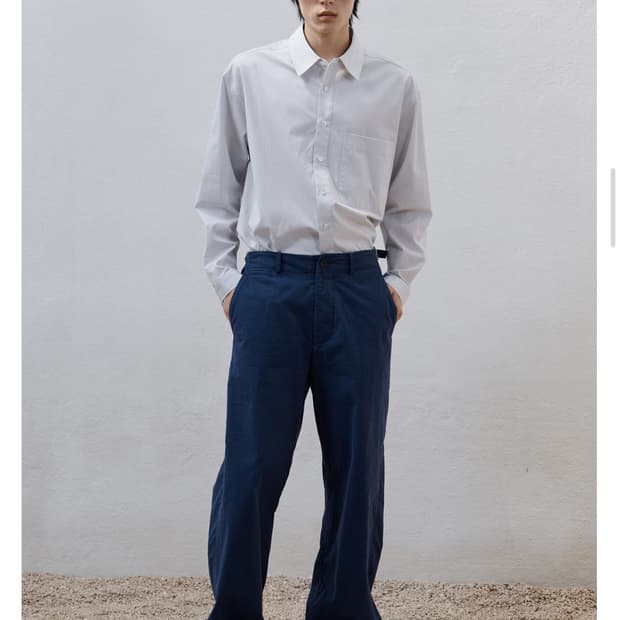 Washed Wide Chino Pants Blue (M)