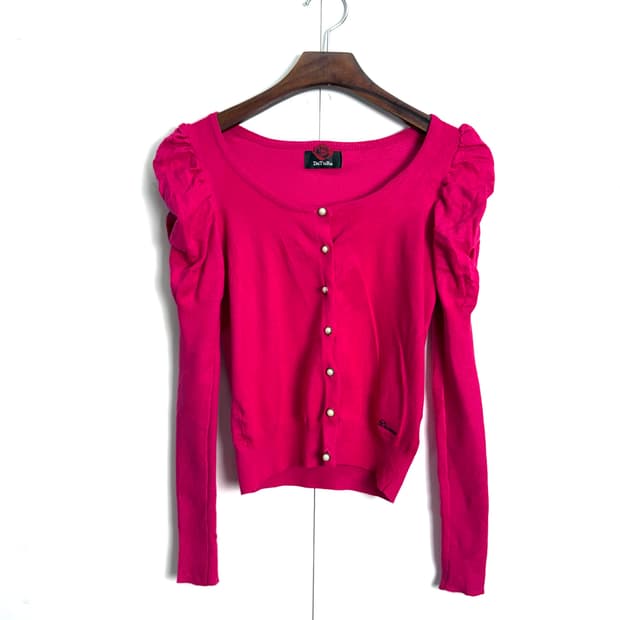 datura 핑크 숄더 셔링 가디건