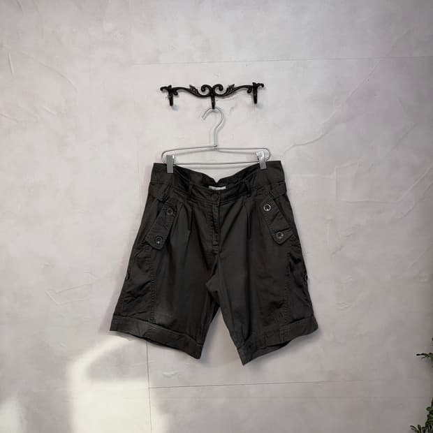 Charcoal safari button burmuda shorts