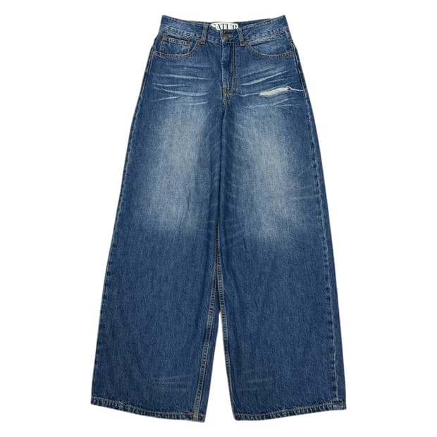 세터 와이드 워시드 커브드 데님 팬츠 바지 S