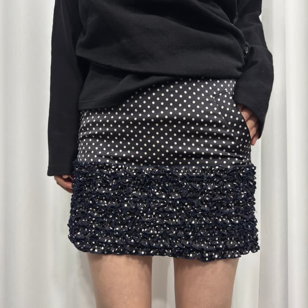 dot frill mini skirt