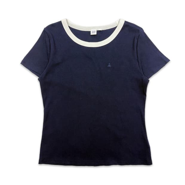 빈티지 GAP 네이비 미니 베어 슬림핏 반팔티