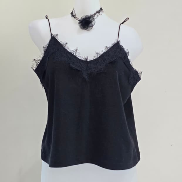 3000원 빈티지)블랙 레이스 오네갸루 y2k 고딕슬리브리스 민소매탑