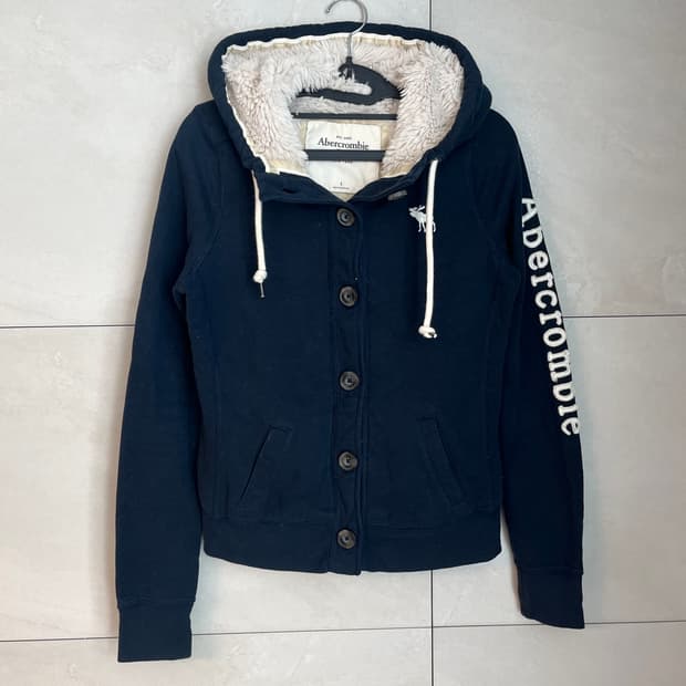 아베크롬비 순록 네이비 버튼 후드집업 [S] 