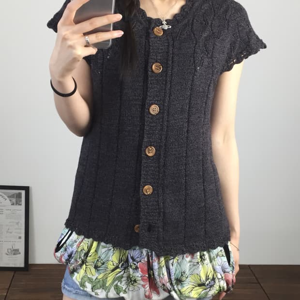 Jpn Cable Knit Short Sleeve Cardigan