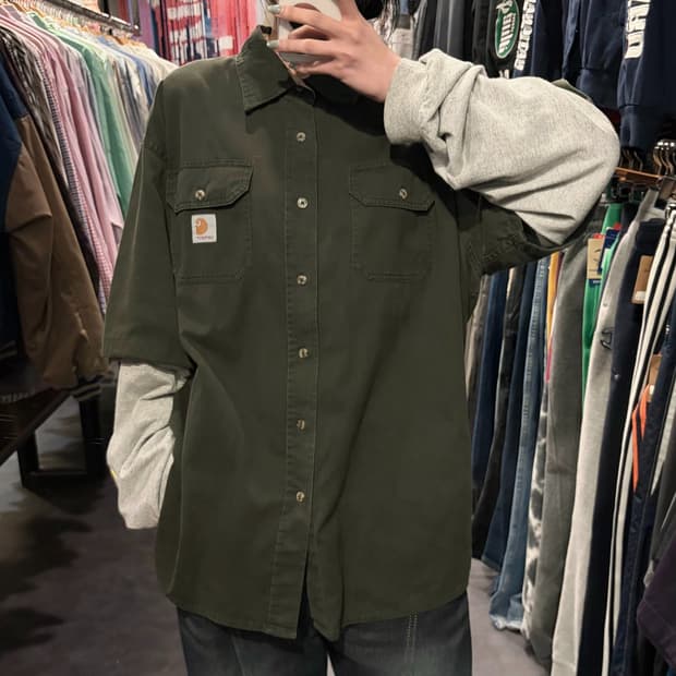 [IM] Carhartt 칼하트 투포켓 반팔셔츠 딥카키