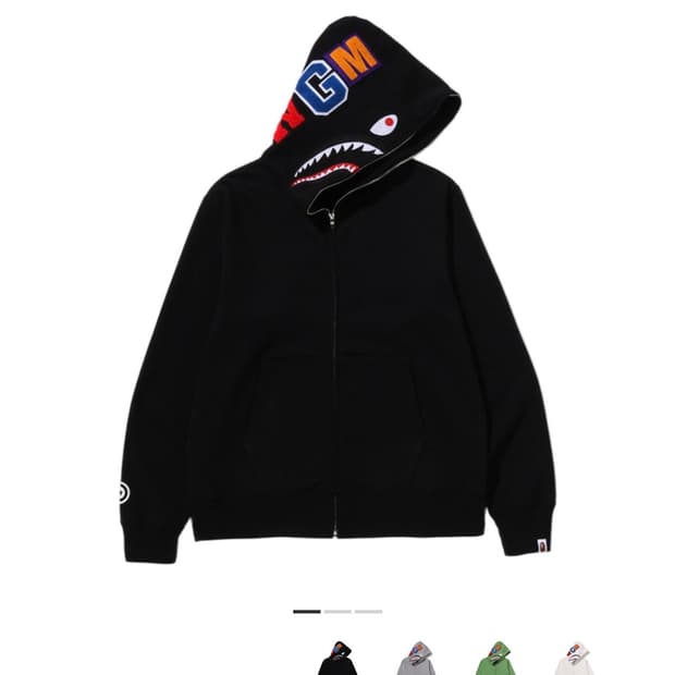 새상품) 베이프 샤크 풀 집 후드 블랙 (XL)