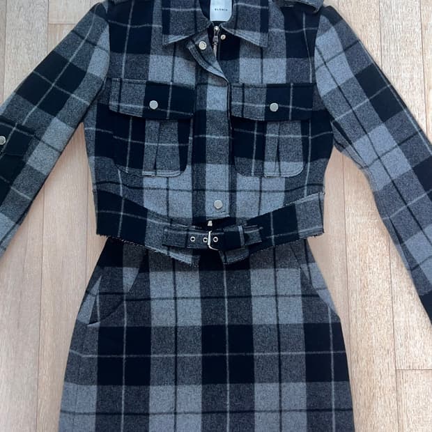블루민 체크 투피스 