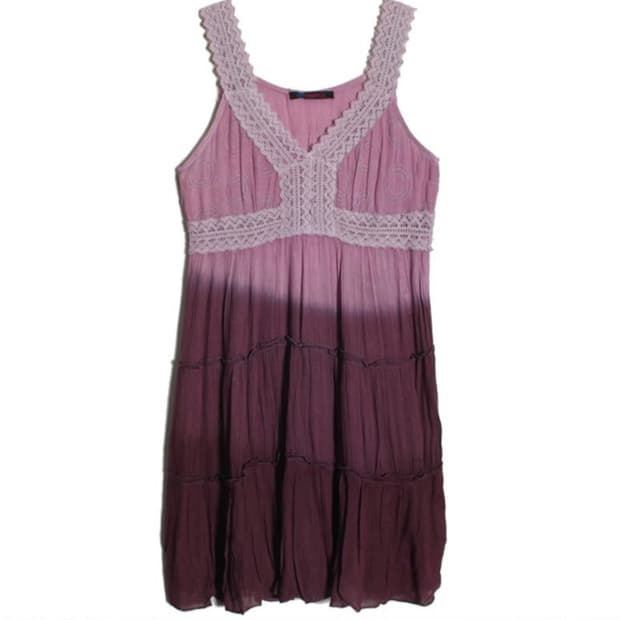 모리걸 퍼플 크로쉐 미디 원피스