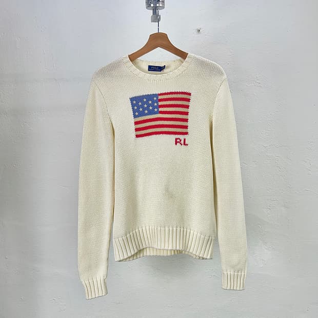 폴로 랄프로렌 아이보리 USA 성조기 스웨터