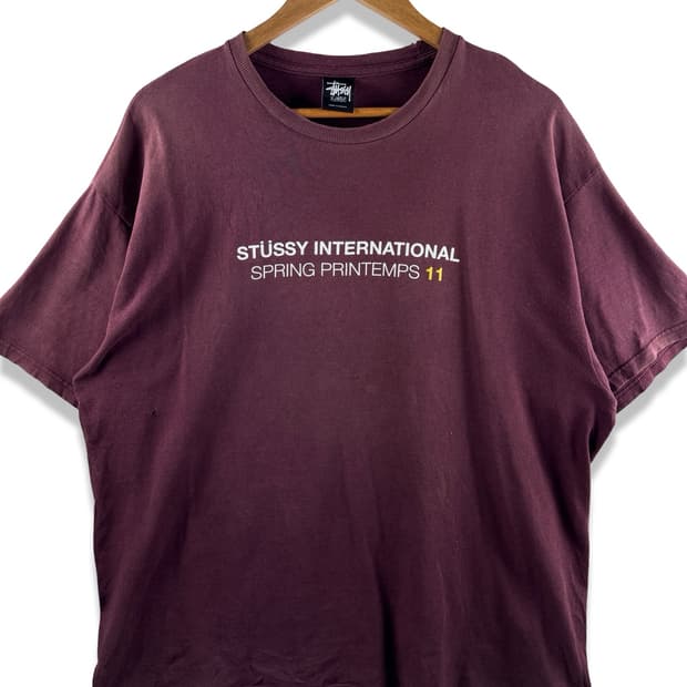 스투시 인터네셔널 피그먼트 버건디 티셔츠2673