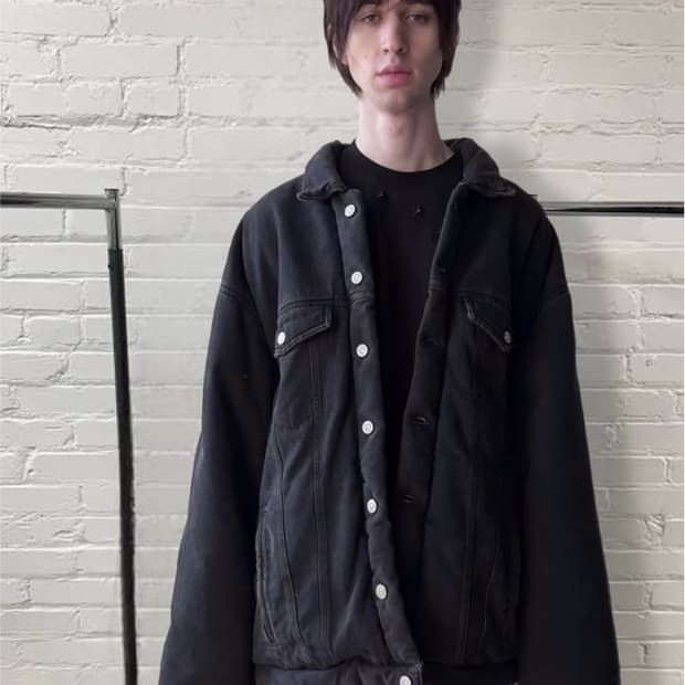 칸예와 샤이가 입은 발렌시아가 간지깡패 데님 패딩 자켓 흑청