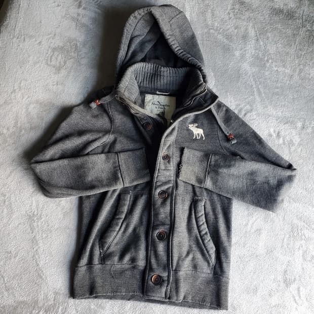 아베크롬비 앤 피치 빈티지 사슴 자수 버튼 후드 집업