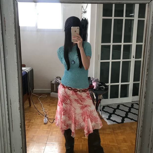  vintage blue popcorn top 