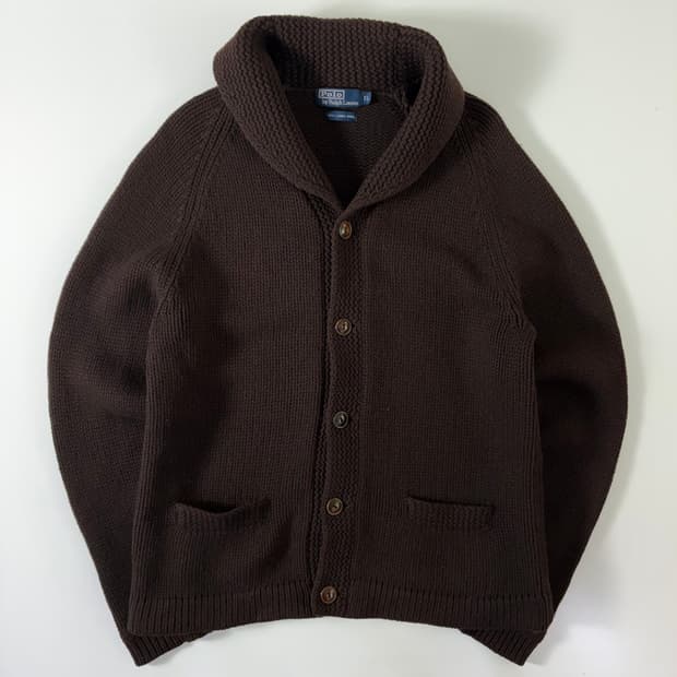 Polo 폴로 랄프로렌 램스울 브라운 업버튼 가디건