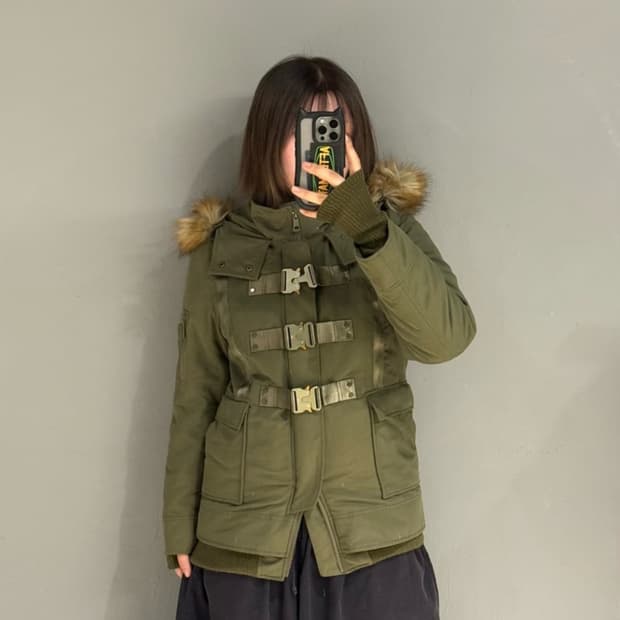 Sly buckle detail fur hood padding