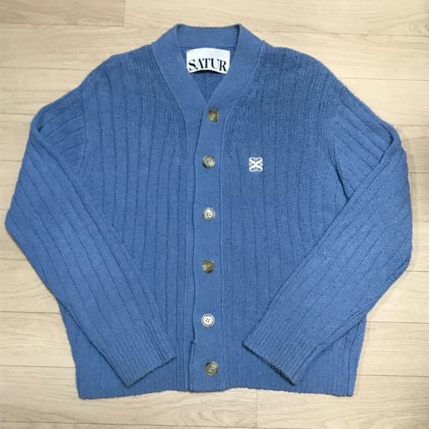 [L] 세터 가디건 에메랄드 블루