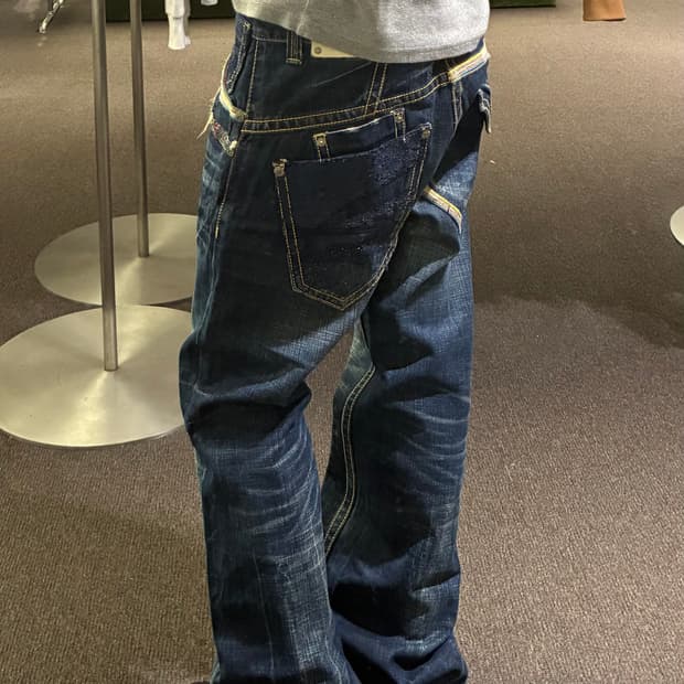 30)레드페퍼 빈티지 y2k 자수 디테일 데님팬츠