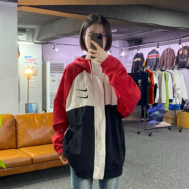 나이키 더블스우시 레터링 배색 후디드 바람막이 B5175
