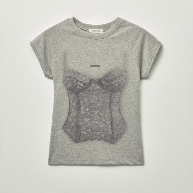 헬레네파리스 코르셋 프린트 하프티셔츠 멜란지