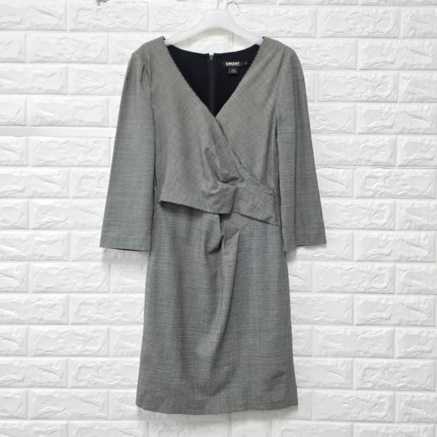 택포) DKNY 도나카란 체크 랩 원피스 S