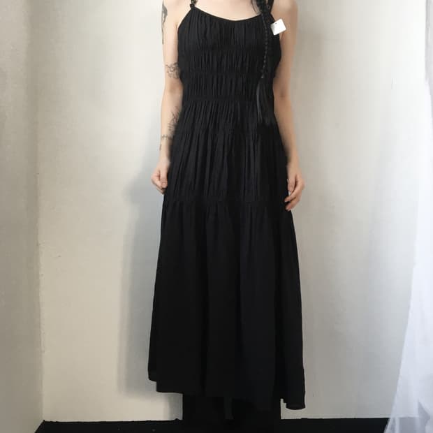 Shirring sleeveless  onepiece