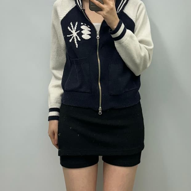 마조네 바시티 니트 가디건