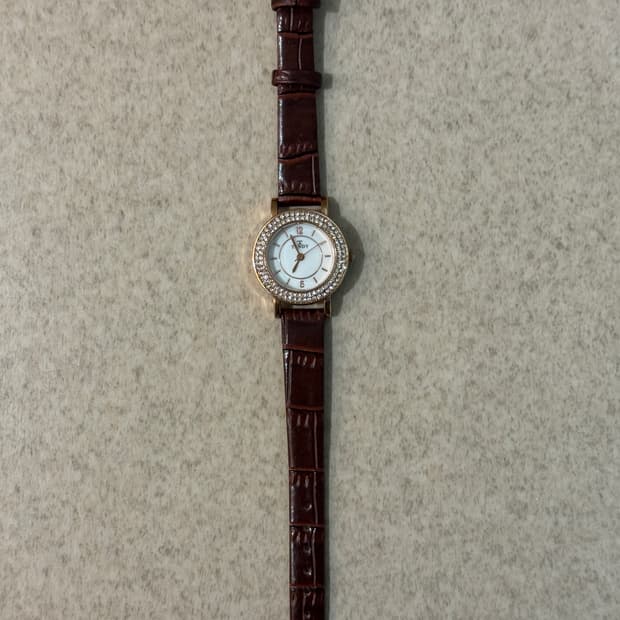 탠디 여성용 가죽 손목시계 브라운