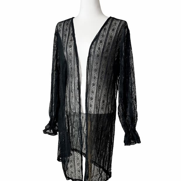 빈티지 블랙 레이스 로브 가디건