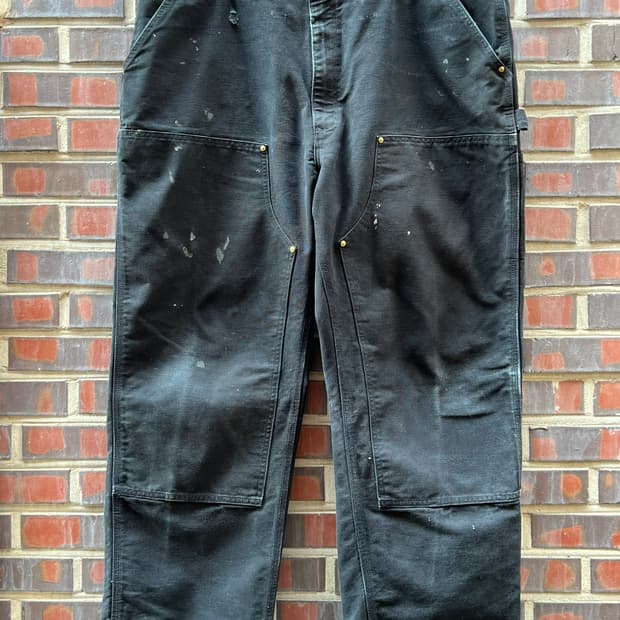 [44] 칼하트 B01 블랙 더블니 USA 블랙 페이딩 워크 팬츠